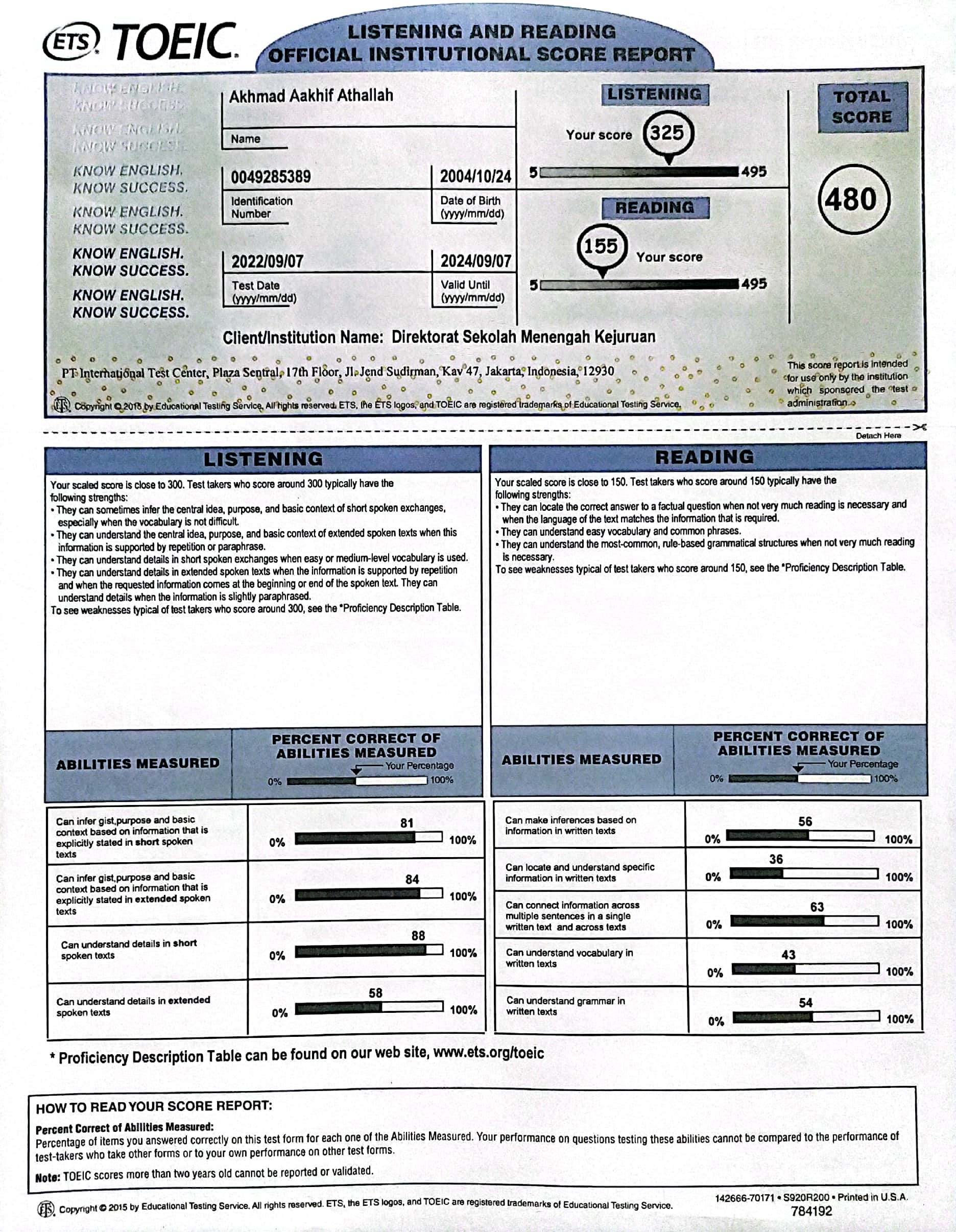 Test of English for International Communication